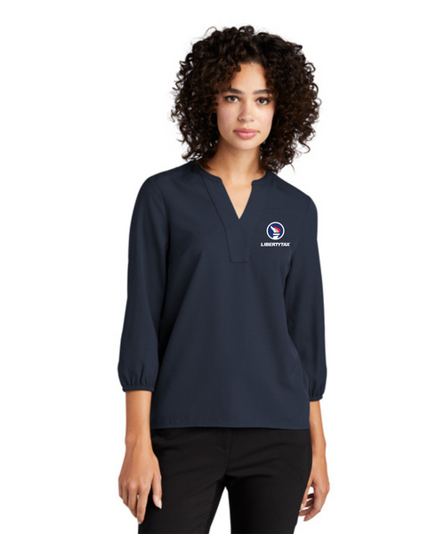 Women's Stretch Crepe 3/4-Sleeve Blouse