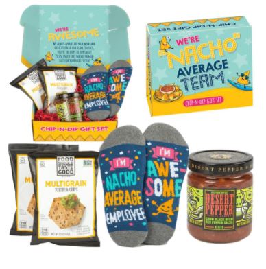 Employee Appreciation Chip and Dip and Socks Gift Package